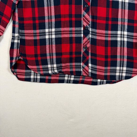 Woolrich Women’s Plaid Flannel Shirt Size Large Red Blue White Cotton - Picture 9 of 12
